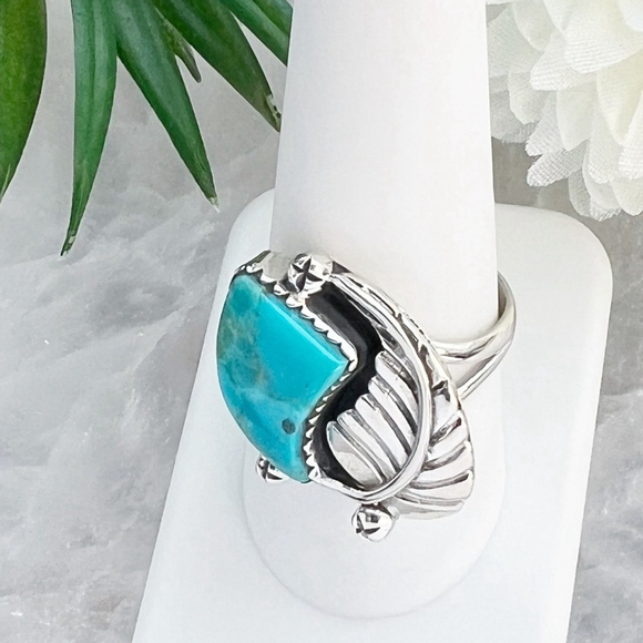 Sterling Silver 925 Turquoise Ring Size 9 Native Southwest Style New - Picture 4 of 8